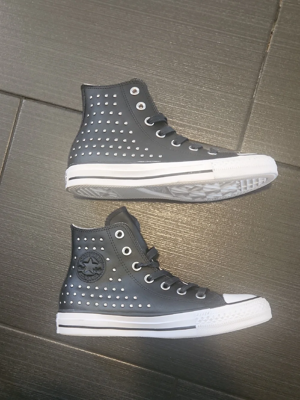 New Converse Black Studded High-Top Sneakers - Picture 6 of 9